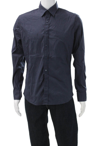Teddy Stratford Mens Cotton Collared Long Sleeve Button Down Shirt Blue Size 2