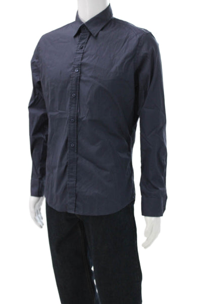 Teddy Stratford Mens Cotton Collared Long Sleeve Button Down Shirt Blue Size 2