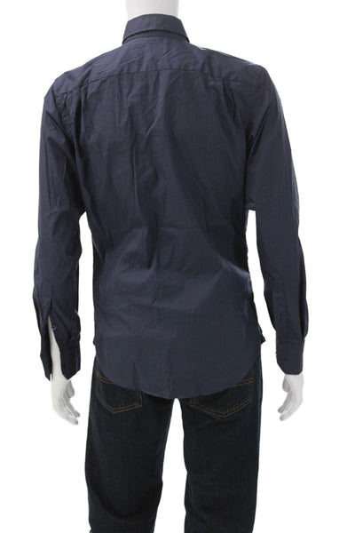 Teddy Stratford Mens Cotton Collared Long Sleeve Button Down Shirt Blue Size 2