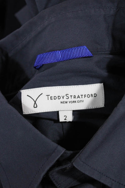 Teddy Stratford Mens Cotton Collared Long Sleeve Button Down Shirt Blue Size 2