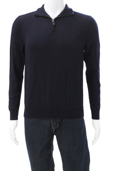 The Men's Store at Bloomingdale's Mens Wool Blue Mock Neck Sweater Size M
