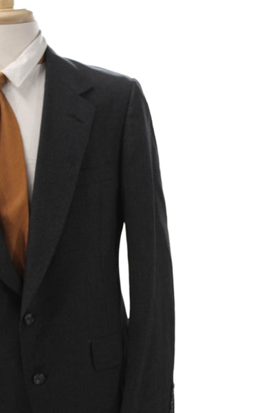 Hart Schaffner Marx Men 2 Piece Wool Gray Suit Jacket Solid Size 42