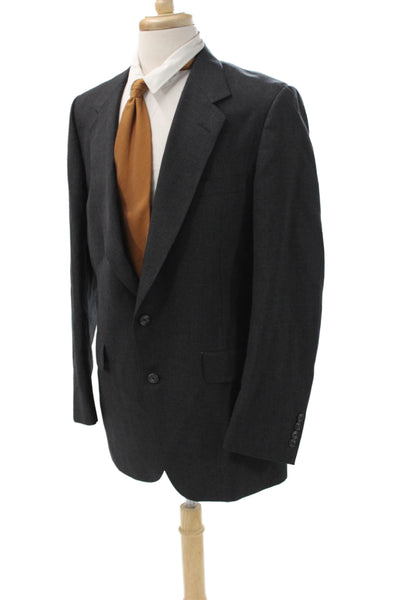 Hart Schaffner Marx Men 2 Piece Wool Gray Suit Jacket Solid Size 42