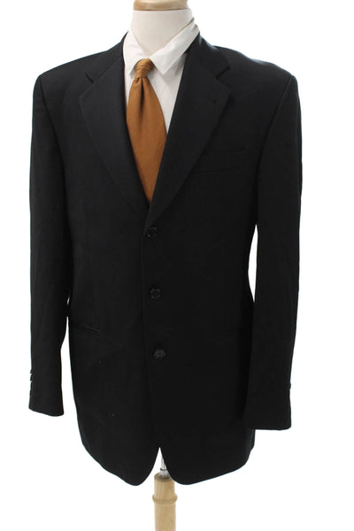 Enzo Tovare Mens Suit Jacket Black Wool Button Size 52