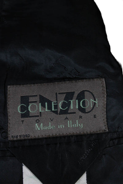 Enzo Tovare Mens Suit Jacket Black Wool Button Size 52