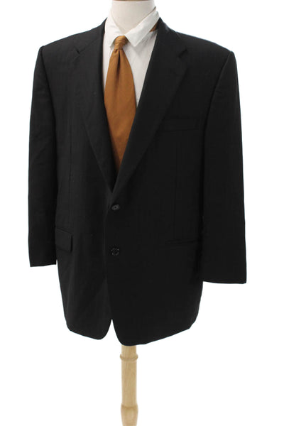 Hickey Freeman Men Black Wool Jacket Solid Button Size 46