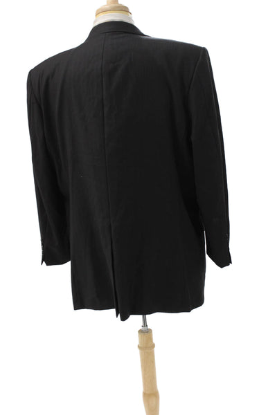 Hickey Freeman Men Black Wool Jacket Solid Button Size 46