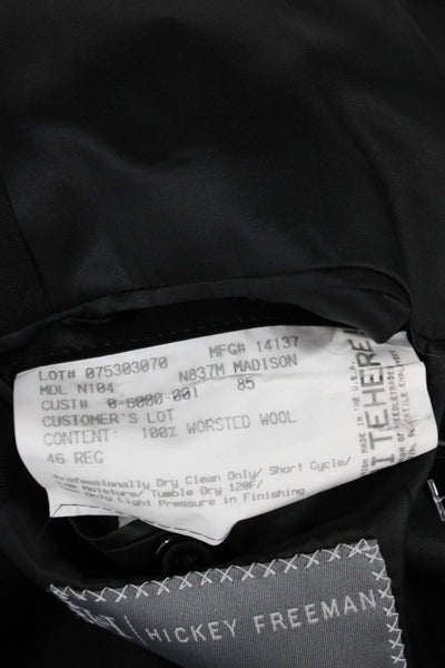 Hickey Freeman Men Black Wool Jacket Solid Button Size 46