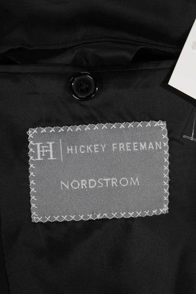 Hickey Freeman Men Black Wool Jacket Solid Button Size 46