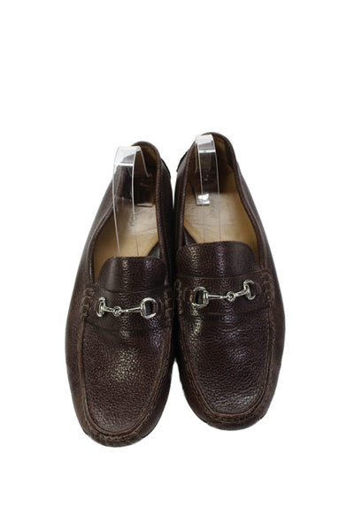 Cole Haan Mens Leather Silver Tone Driving Loafers Brown Size 12 Medium