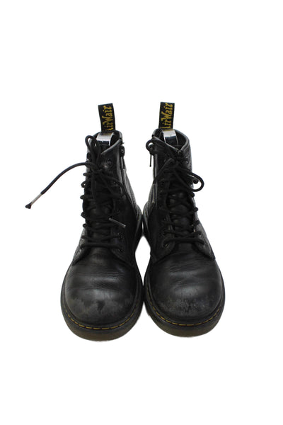 Dr. Martens Womens Leather Lace Up Combat Ankle Boots Black Size 2