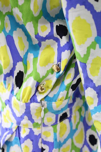 Escada Margaretha Ley Women Multicolor Silk Shirt Dress 3/4 Sleeve Size 42