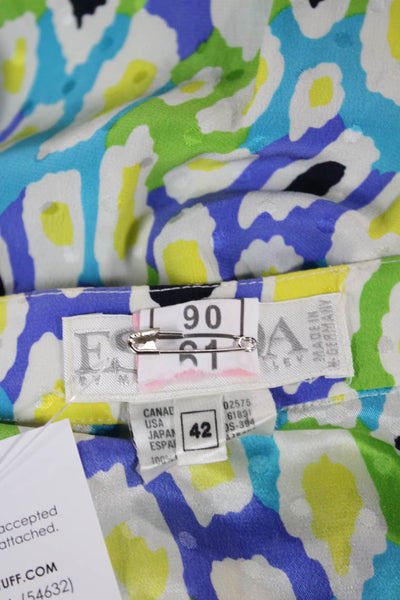 Escada Margaretha Ley Women Multicolor Silk Shirt Dress 3/4 Sleeve Size 42