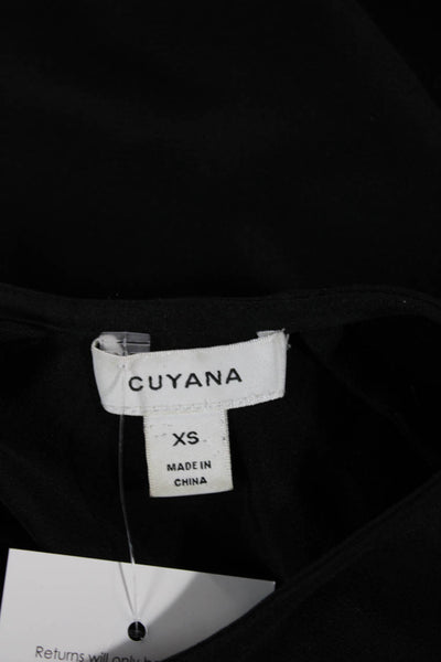 Cuyana Women Sheath Dress Black Silk Round Neck 3/4 Sleeve Size XS