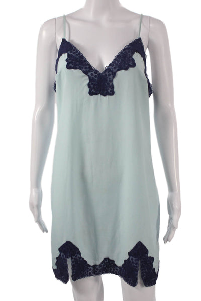Anthropologie Womens Blue V Neck Sleeveless Short Polyester Dress Size M