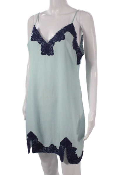 Anthropologie Womens Blue V Neck Sleeveless Short Polyester Dress Size M