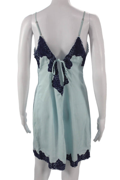 Anthropologie Womens Blue V Neck Sleeveless Short Polyester Dress Size M