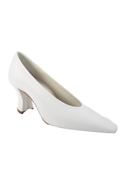 Le Seul Women's Pointed Toe Leather Slip-On Pumps Shoes White Size 37.5