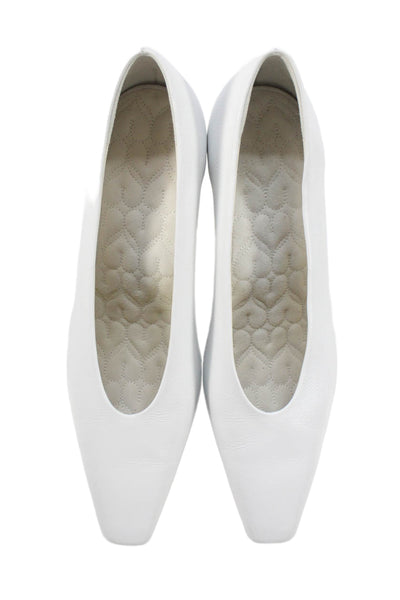 Le Seul Women's Pointed Toe Leather Slip-On Pumps Shoes White Size 37.5