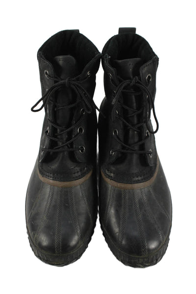 Sorel Mens Leather Lace Up Waterproof Ankle Boots Black Size 10