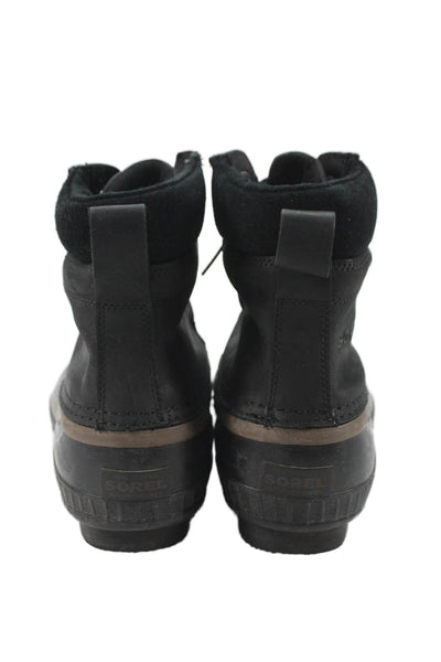 Sorel Mens Leather Lace Up Waterproof Ankle Boots Black Size 10