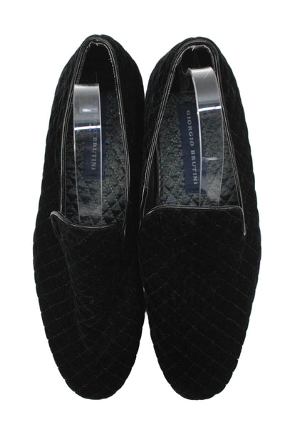 Giorgio Brutini Mens Velvet Quilted Dress Shoe Loafers Black Size 10.5 Medium