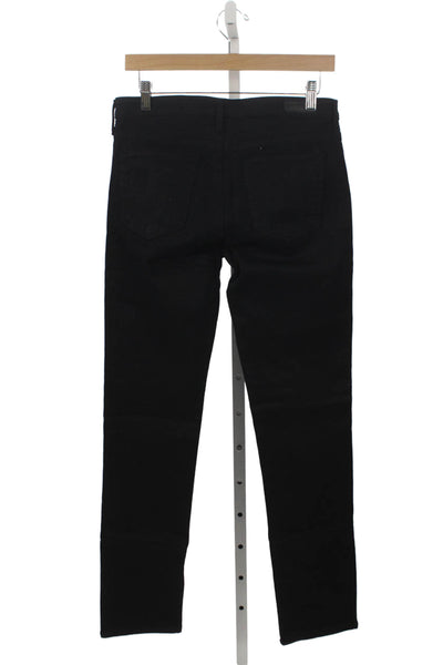AG Adriano Goldschmied Womens Straight Black Cotton Low Rise Jeans Size 28
