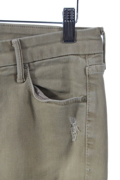 Mother Womens Skinny Jeans Beige Low Rise Button Fly Size 28