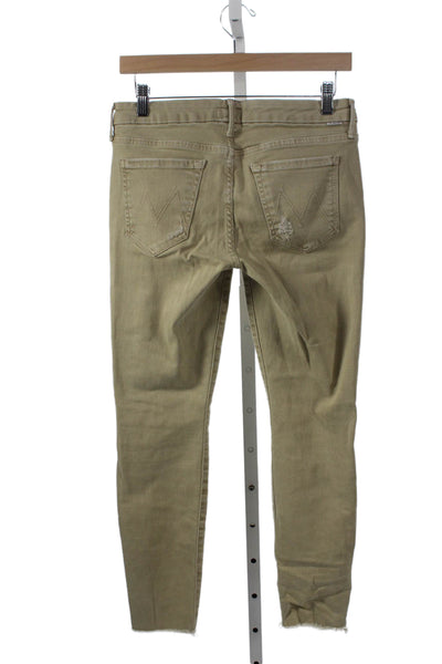 Mother Womens Skinny Jeans Beige Low Rise Button Fly Size 28