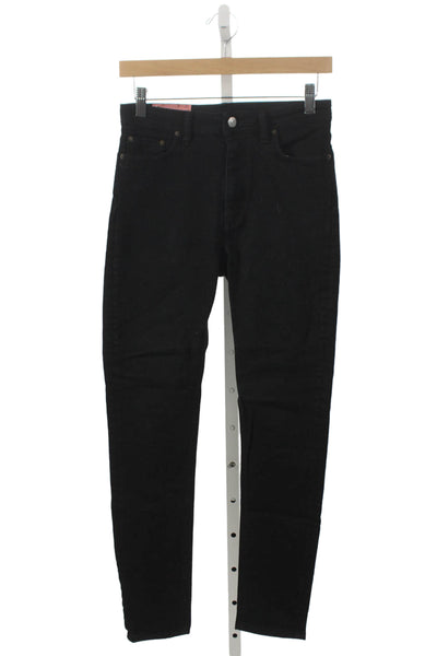 ACNE Studios Womens Skinny High Rise Black Jeans Button Cotton Blend Size 28