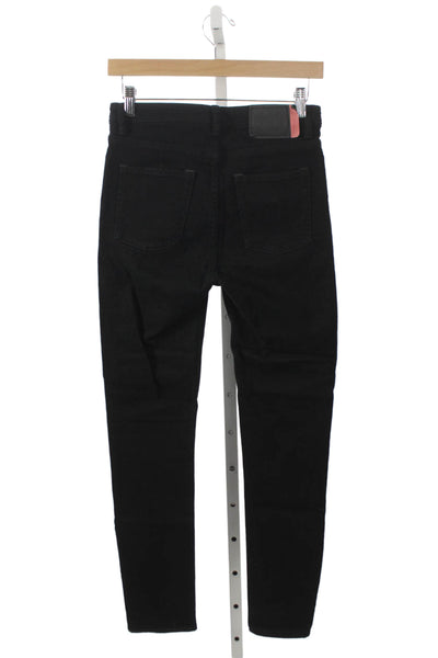 ACNE Studios Womens Skinny High Rise Black Jeans Button Cotton Blend Size 28
