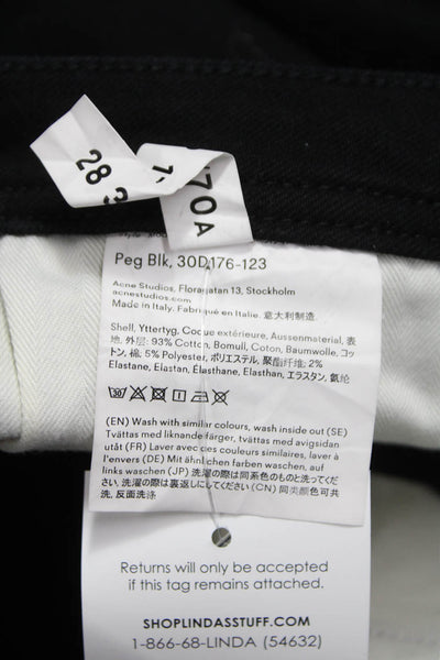 ACNE Studios Womens Skinny High Rise Black Jeans Button Cotton Blend Size 28