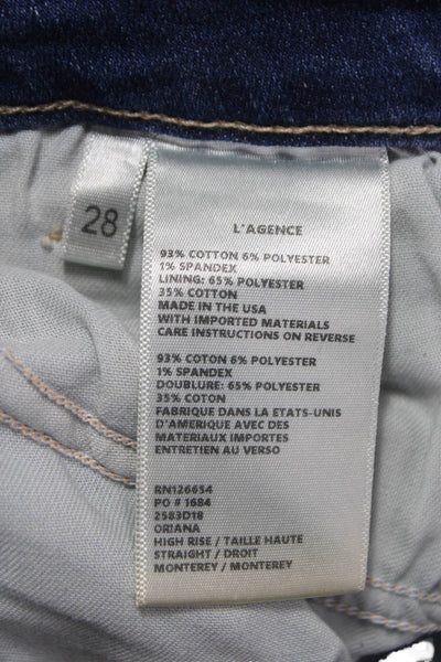 L'Agence Women Straight Jeans Blue Mid Rise Inseam 30 Size 28