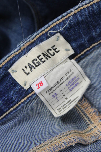 L'Agence Women Straight Jeans Blue Mid Rise Inseam 30 Size 28