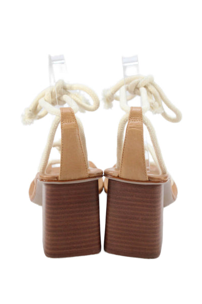 Schutz Womens Square Toe Rope Tie Detail Heels Beige Size 9