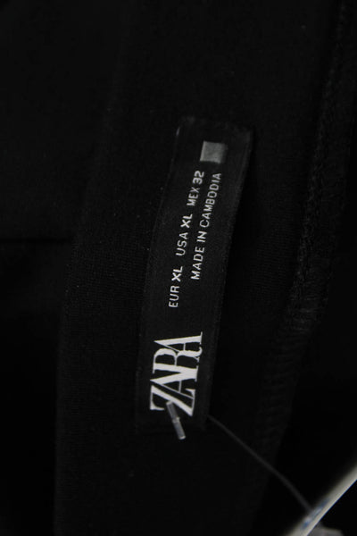 Zara Women Ankle Pants Black Viscose Nylon Elastane Size XL