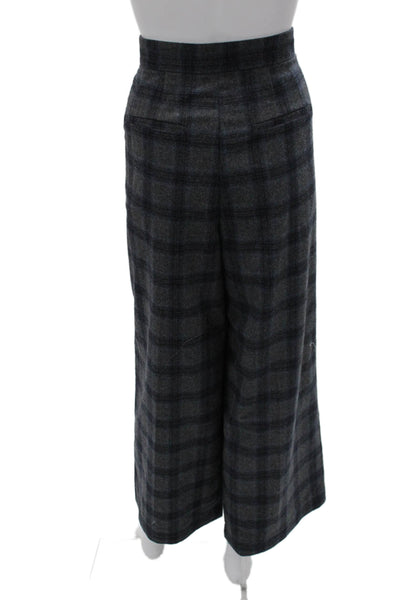 Ba&Sh Womens Plaid Wool Pants Gray Size 10