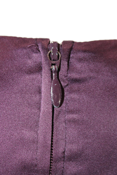 Halston Heritage Women Sleeveless Cotton Tank Purple Zip Round Neck Size 8