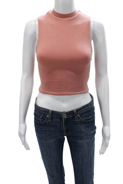 Reformation Women Pink Mock Neck Sleeveless Basic Tank Size M