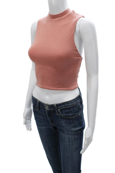 Reformation Women Pink Mock Neck Sleeveless Basic Tank Size M