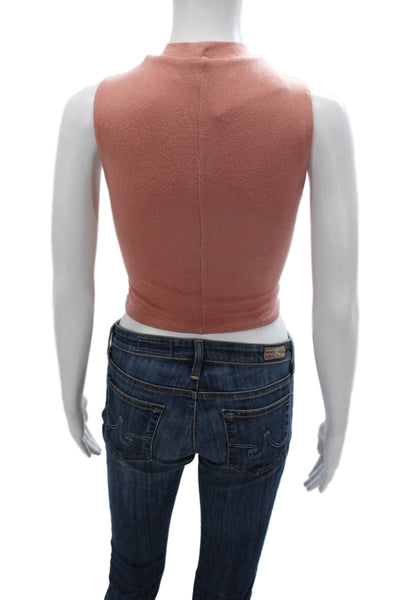 Reformation Women Pink Mock Neck Sleeveless Basic Tank Size M
