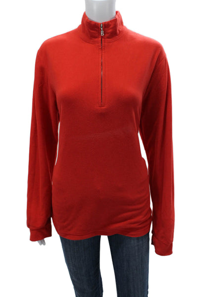Bogner Womens Red Fleece Mock Neck Long Sleeve Top Size M