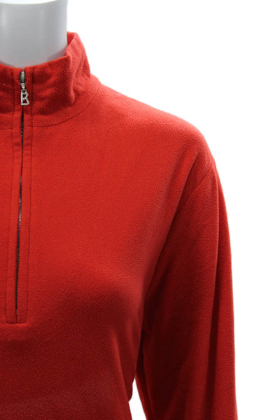 Bogner Womens Red Fleece Mock Neck Long Sleeve Top Size M