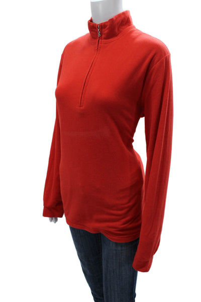 Bogner Womens Red Fleece Mock Neck Long Sleeve Top Size M