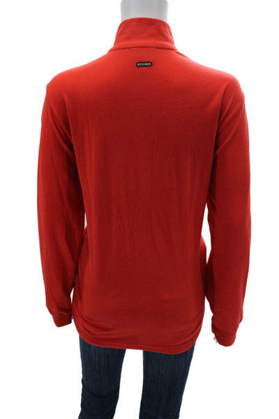 Bogner Womens Red Fleece Mock Neck Long Sleeve Top Size M