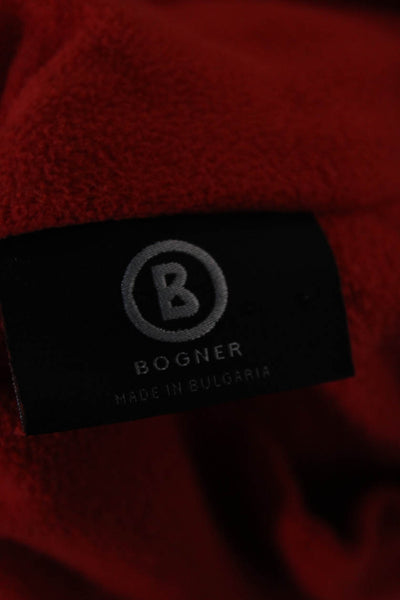 Bogner Womens Red Fleece Mock Neck Long Sleeve Top Size M