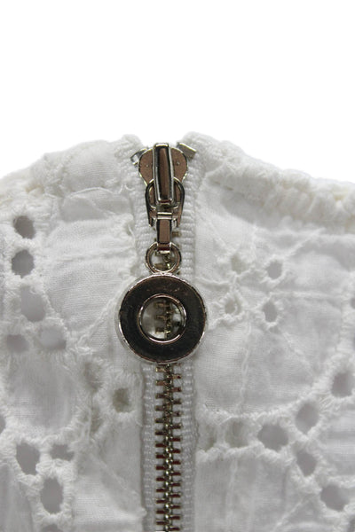 Nanette Lepore Women White Cotton Sleeveless Crew Neck Blouse Size 4