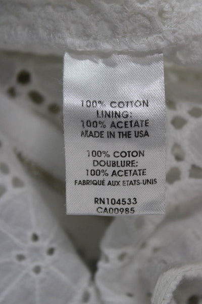 Nanette Lepore Women White Cotton Sleeveless Crew Neck Blouse Size 4