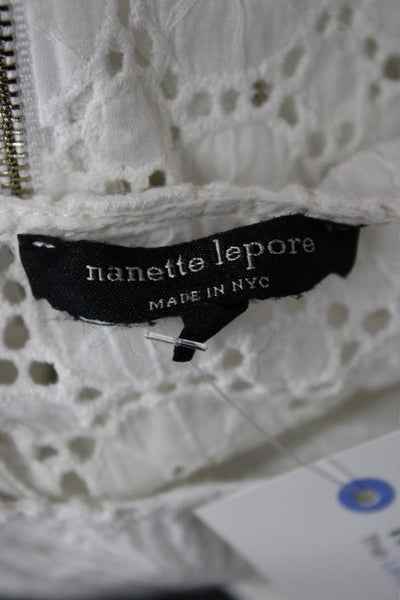 Nanette Lepore Women White Cotton Sleeveless Crew Neck Blouse Size 4