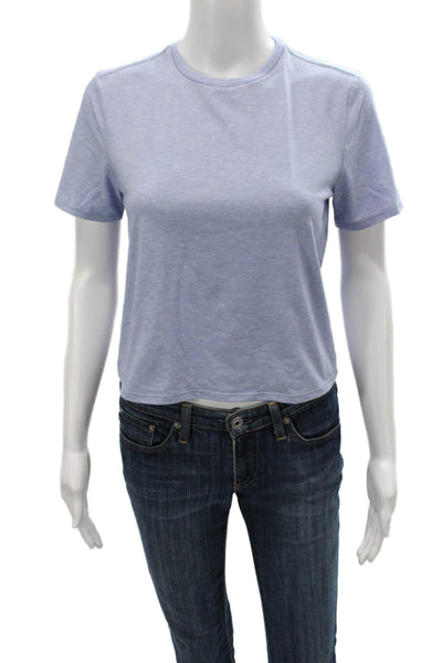 Outdoor Voices Womens Blue Polyester Crew Neck Short Sleeve T-Shirt Size XS